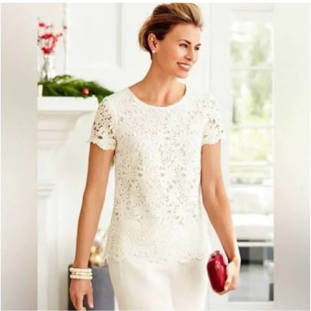 Talbots Cream Blouse Elegant Top
